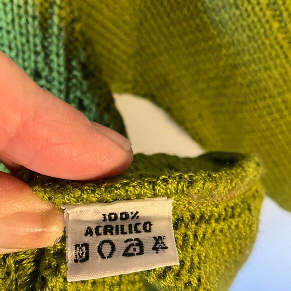 Olive Open Knit Heritage Cable Mockneck Sweater, OS. Balloonsleeves - Picture 7 of 8